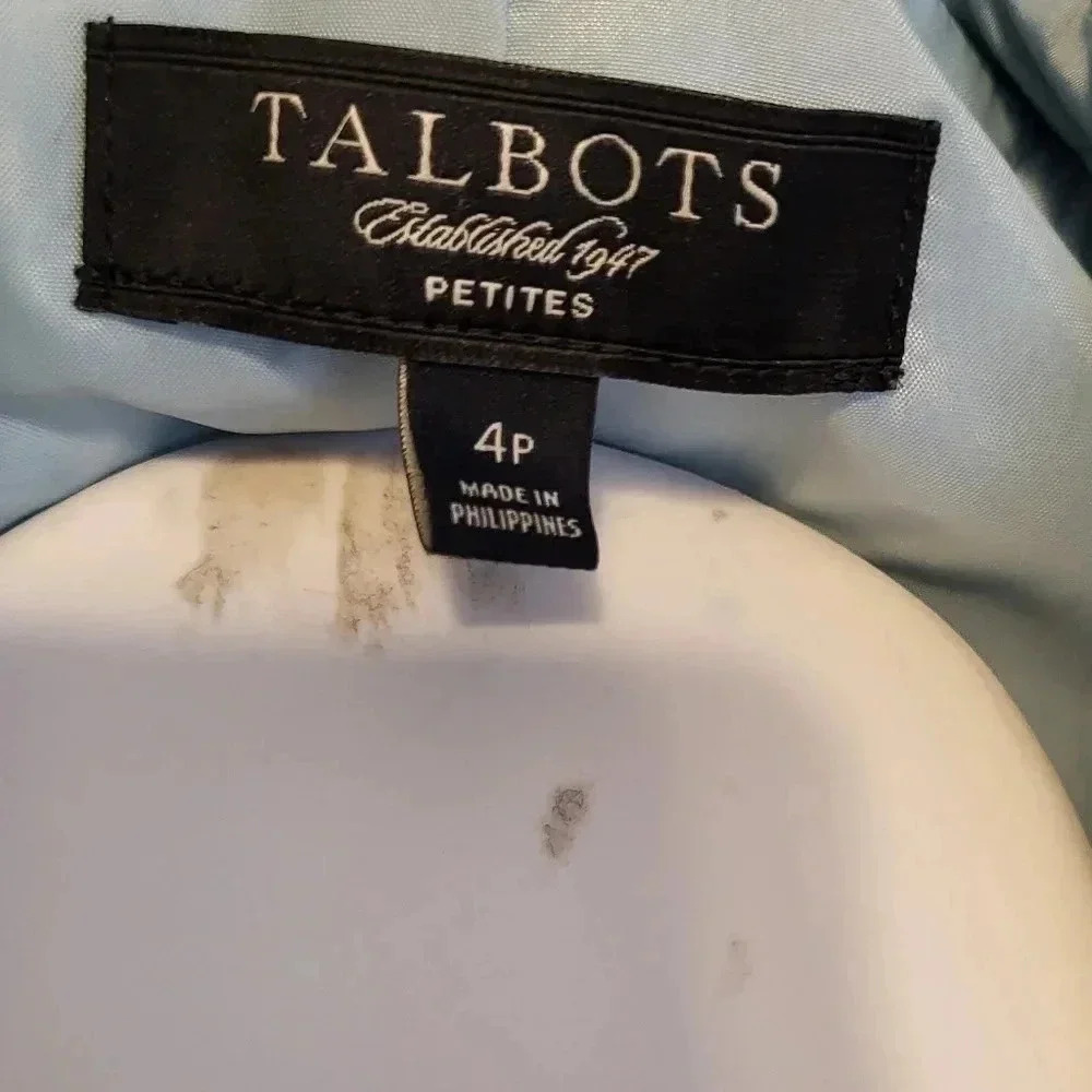 Talbots Quilted Fully Lined Button Down Blue Peti… - image 8
